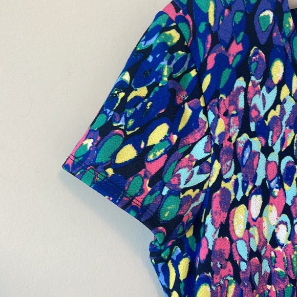 Cleo stretchy short sleeved & scoop neckline multicoloured dress - Picture 3 of 11